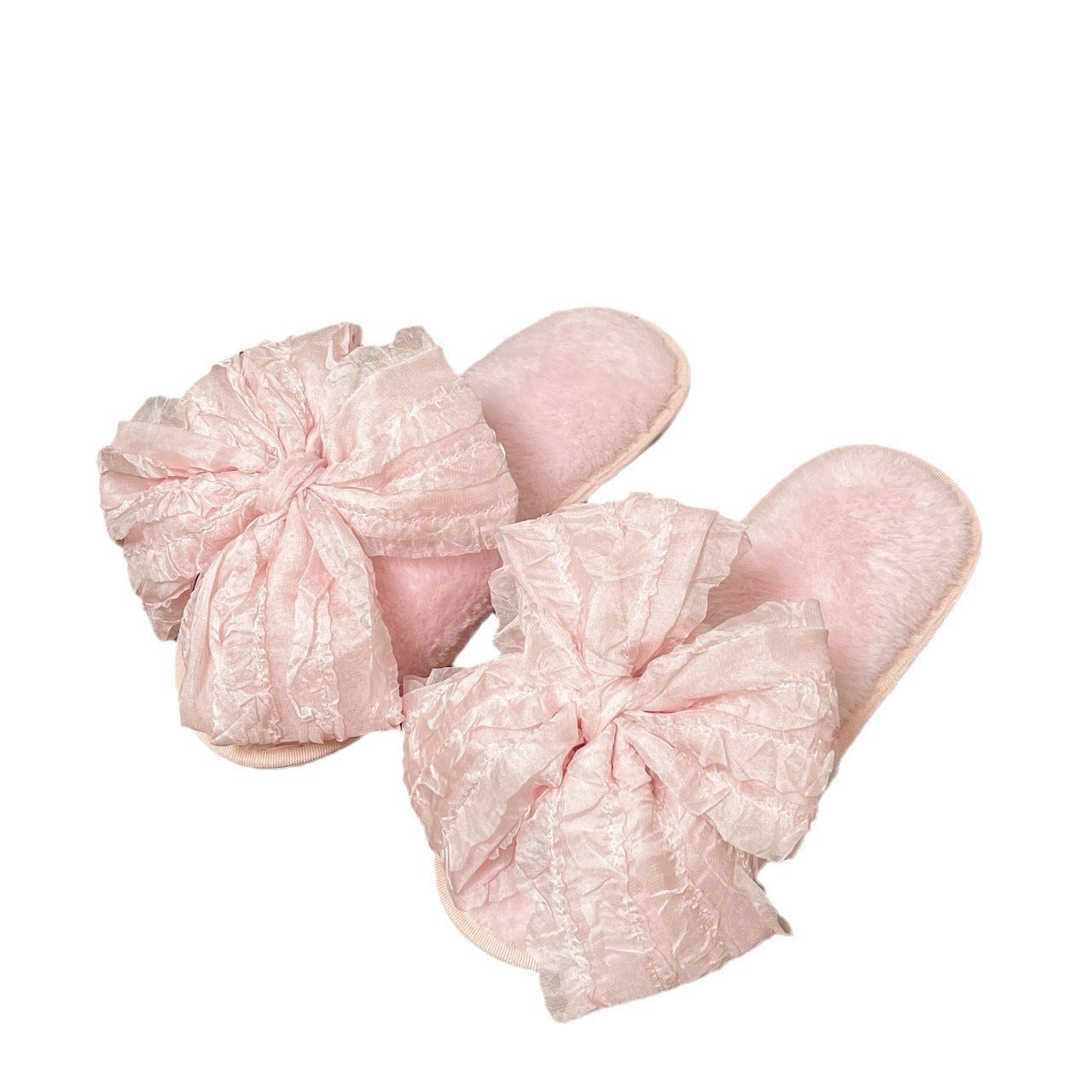 Sweet Style Big Bow Cotton Slippers Fashion Four Seasons Soft Bottom Home Shoes