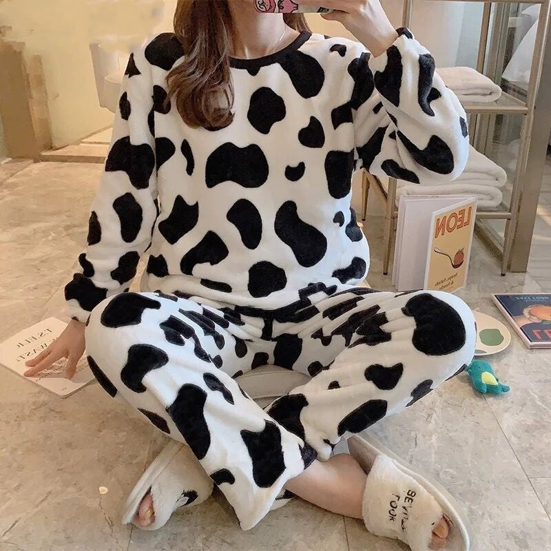 Women's Korean Style Flannel Fleece Loungewear Relaxed Fit