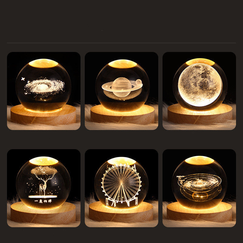 Luminous Starry Sky Moon and Planets Crystal Ball Night Lamp Projection Light