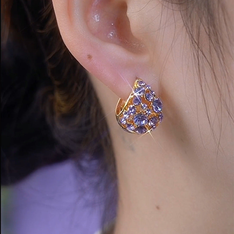 Women's Purple Diamond Ear Clip – Alloy Light Luxury Jewelry