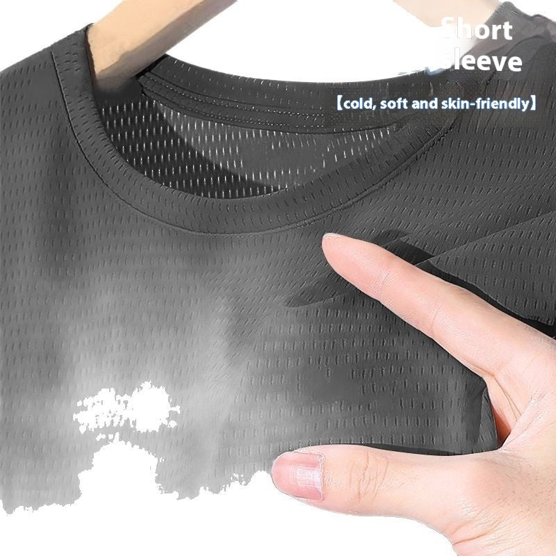 Ice Silk Mesh Short Sleeve Sports Casual
