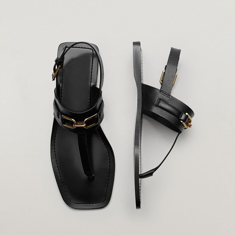 Summer New Women’s Casual One-Word Buckle Flat Flip-Flop Sandals