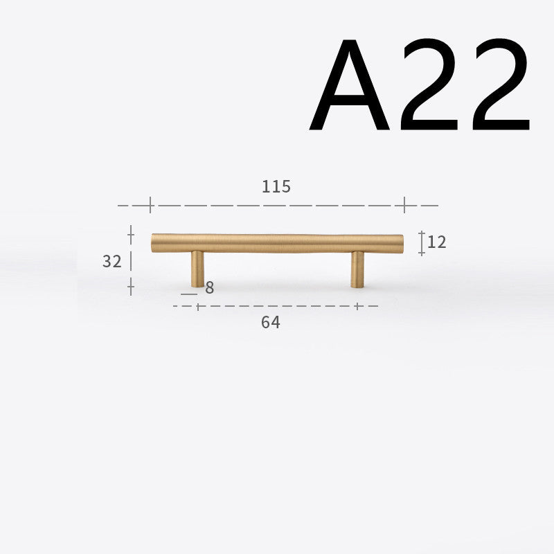 Pure Copper Cabinet Door Handle Golden Light Luxury Brass Handle