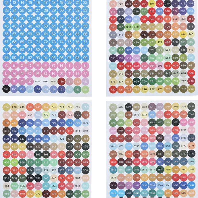 Diamond Painting Color Sticker – Cross Stitch Label Number & Letter Sticker Set