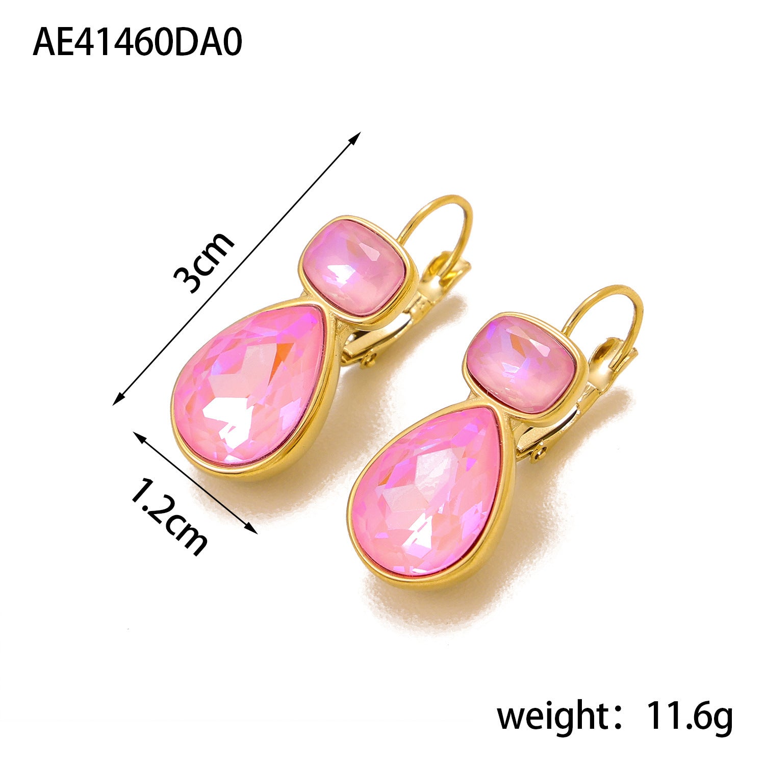 Stylish Water Drop Geometric Design High Sense Women's Titanium Steel Color Zircon Earrings
