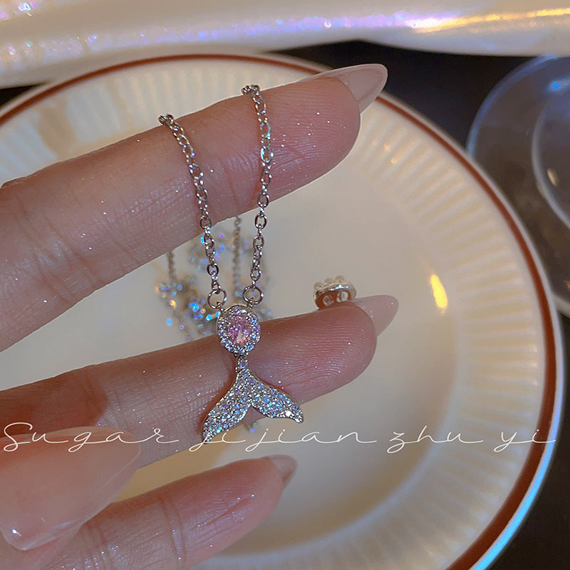 Women's Simple S925 Sterling Silver Fishtail Pendant Necklace