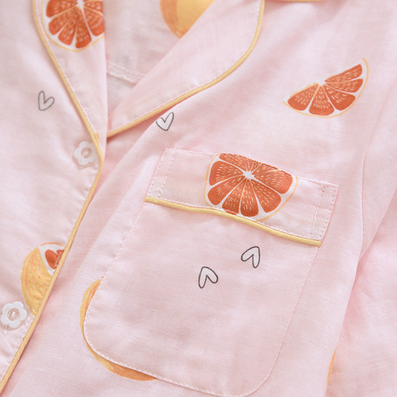 Women's Fashion Print Long Sleeve Cotton Yarn Loungewear Set
