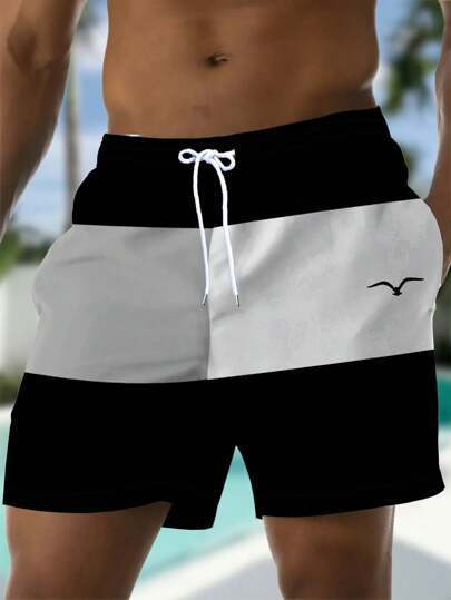 Men’s Printed Pants – Casual Drawstring Diagonal Pocket Trousers