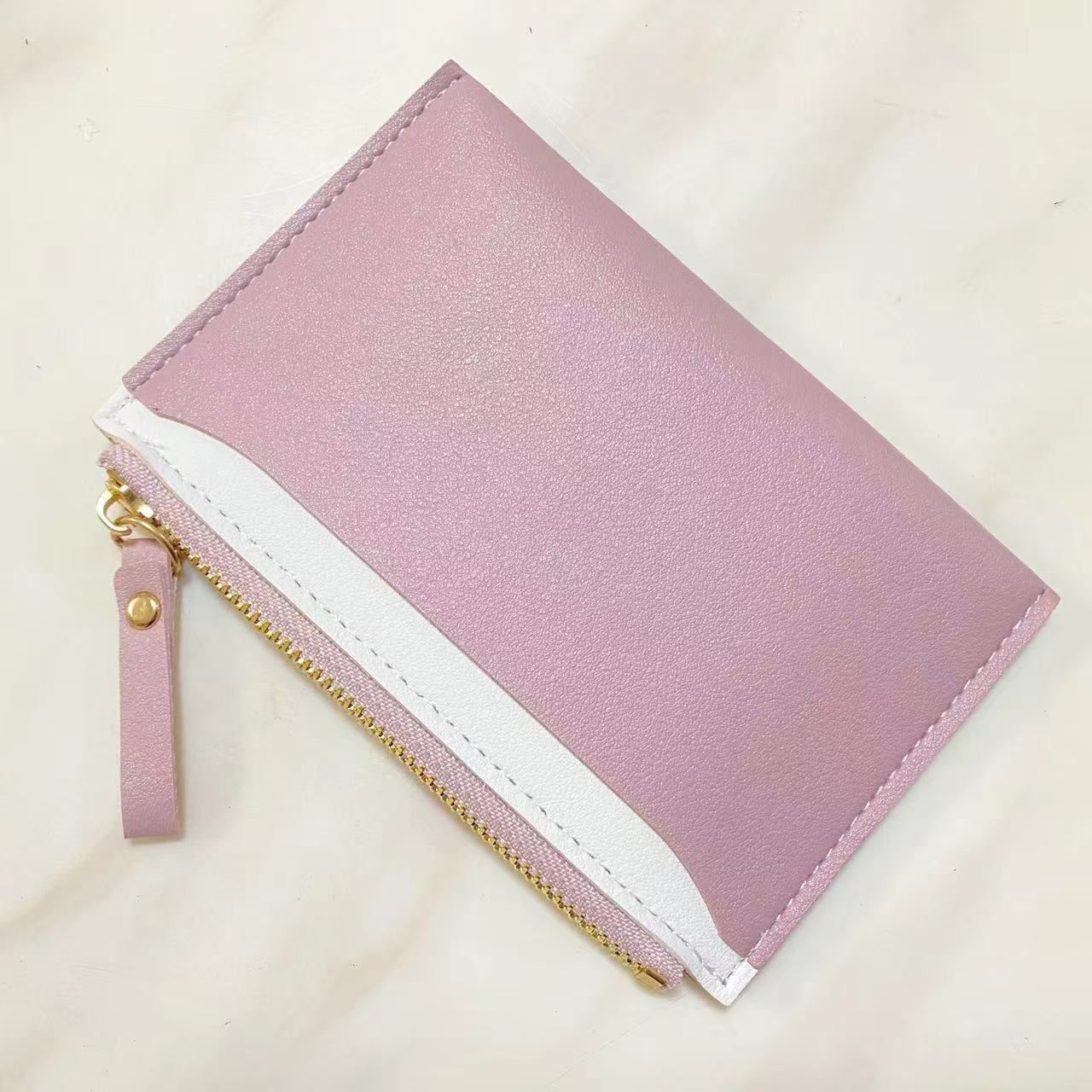 Women's Slim PU Leather Zipper Coin Purse Solid Color