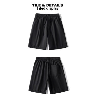 Men's Ice Silk Relaxed Straight Casual Pants Solid Black