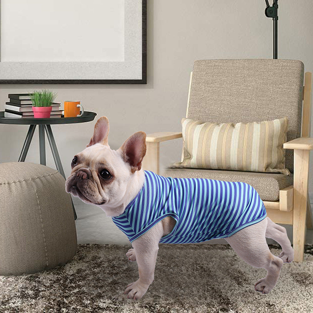 Pet Tank Top Striped Crew Neck T Shirt