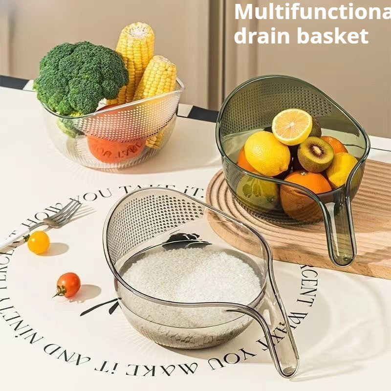 Multifunctional Drain Basket Blue Kitchen Vegetable & Fruit Basin