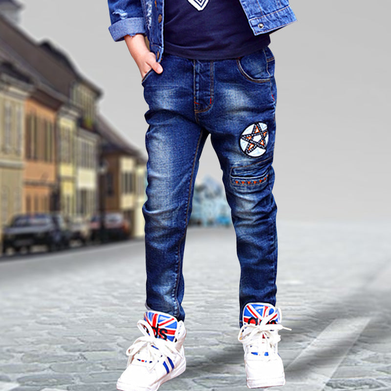 Kids Regular Fit Cotton Casual Pants Straight Leg Trousers
