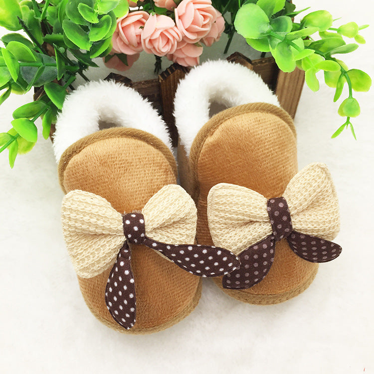 Bowknot Baby Girl Toddler Plus Velvet Padded Cotton Shoes