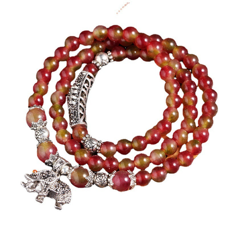 Natural Watermelon Crystal Bracelet Chinese Knot