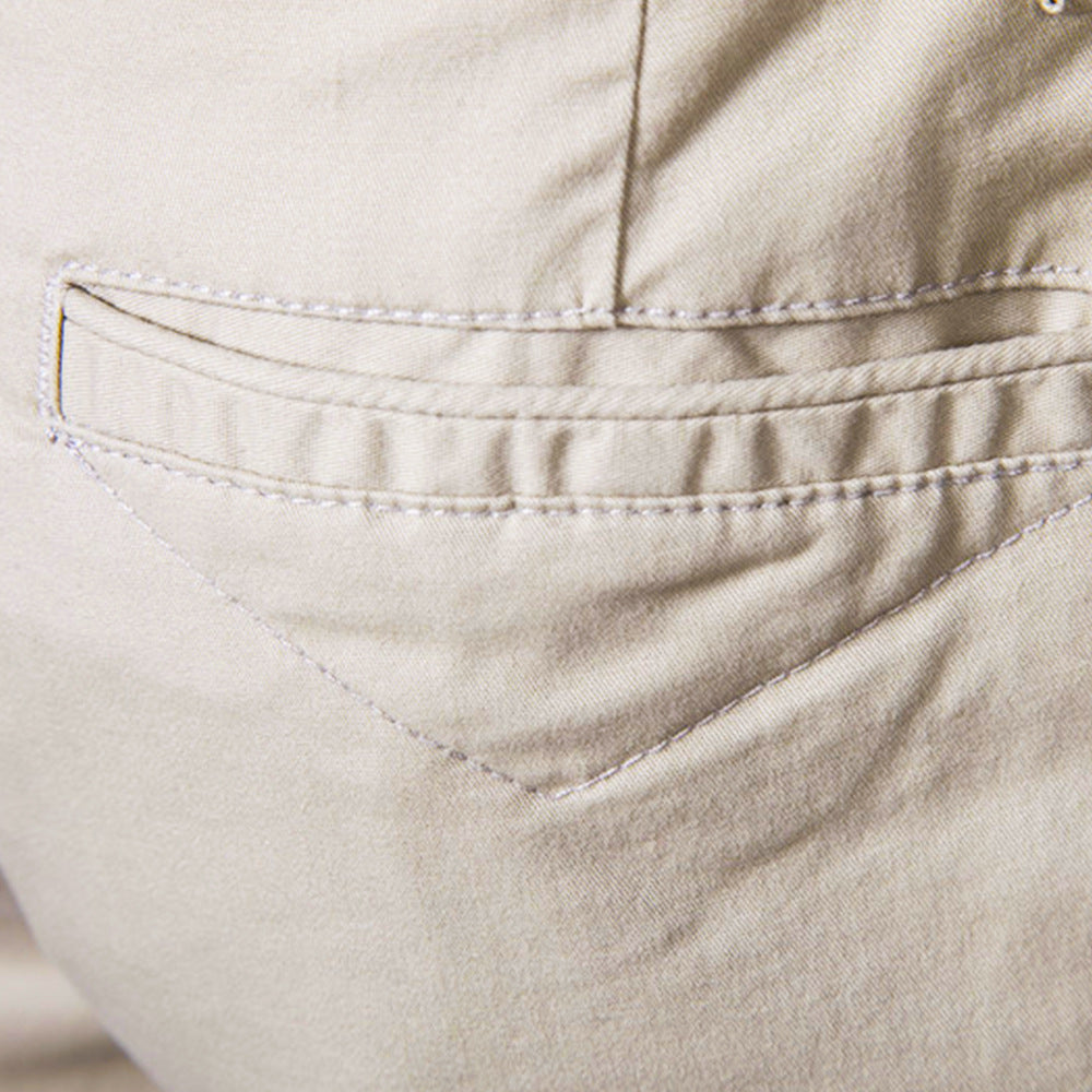 Straight Slim Cropped Pants Plus Size Solid Color Men's Clothing