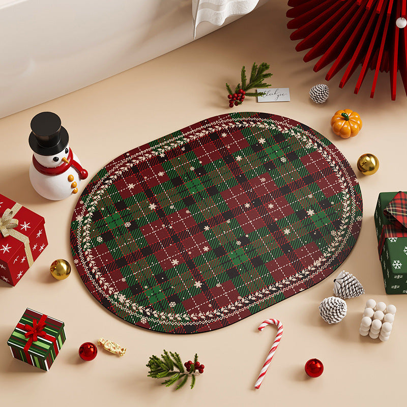 Christmas Diatom Ooze Oval Absorbent Floor Mat