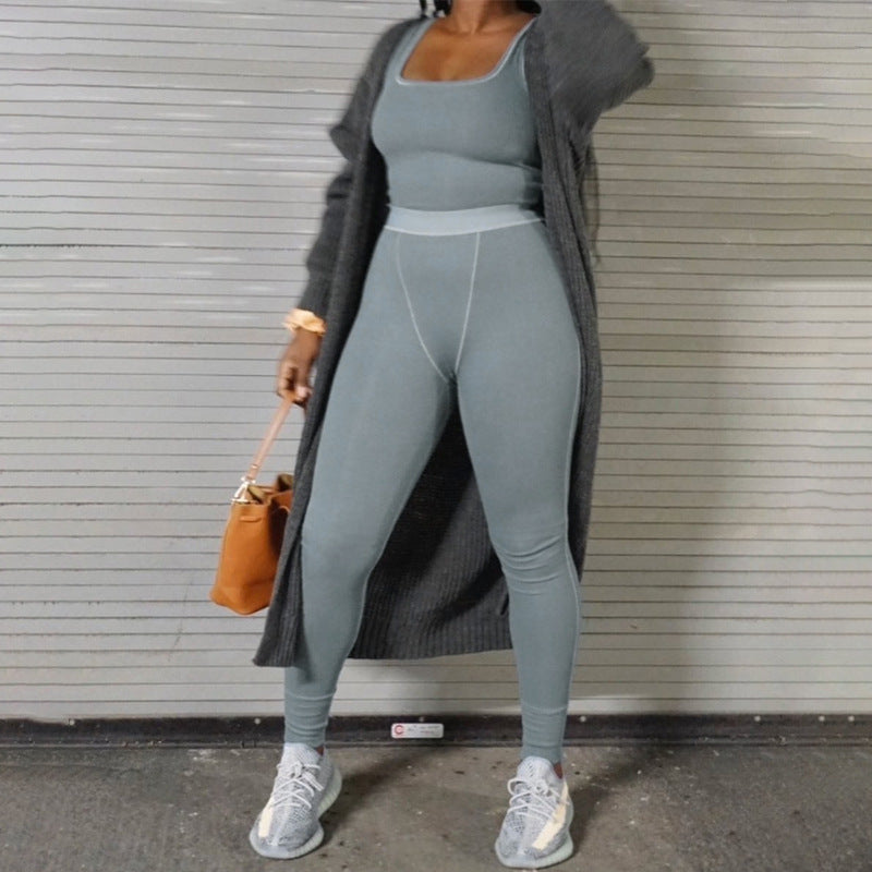 Women’s Seamless Tank Top and High-Waist Leggings 2-Piece Set