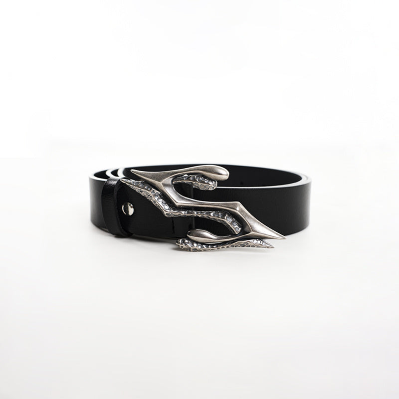 Men's Two-Layer Leather Belt – Metal Letter Buckle