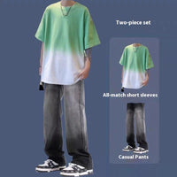 Green Top And Black Gray Pant