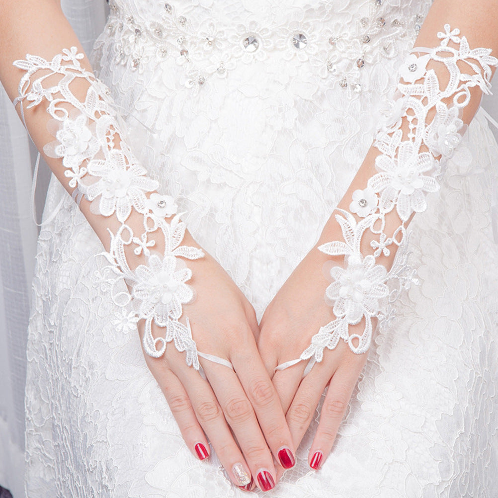 New Wedding Bride Wedding Fingerless Gloves Short Lace