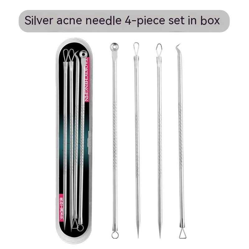 Double-Headed Facial Beauty Needle Set – 4-Piece Blackhead & Acne Extractor Kit