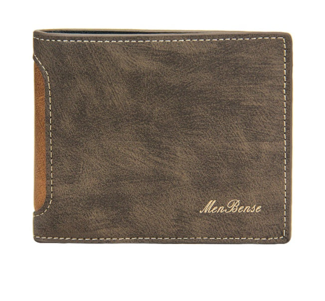 Men's PU Leather Slim Spliced Wallet Patchwork Design