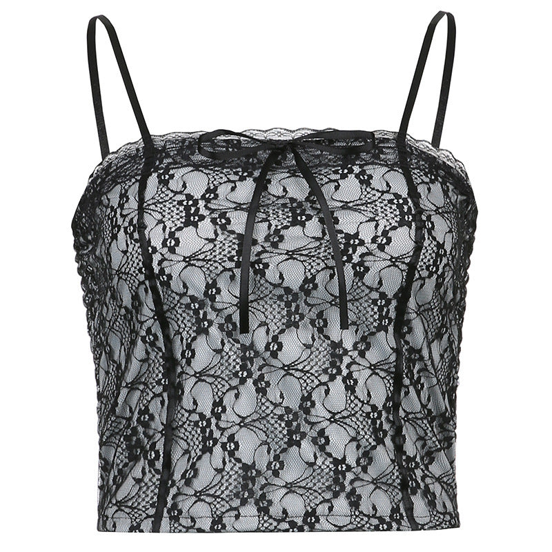 Retro Strappy Short Decorative Small Camisole Women