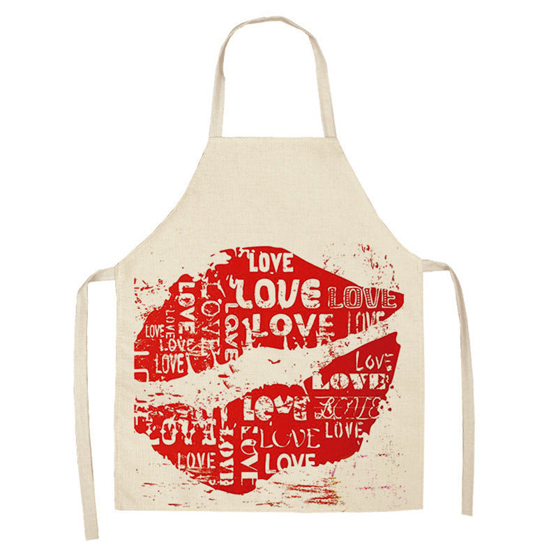 Red Lip Letters Apron – Oil-Proof, Stain-Resistant Kitchen Apron