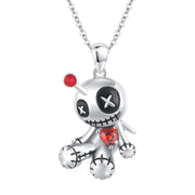 Halloween Voodoo Doll Necklace – Cartoon Red Heart Clavicle Pendant Jewelry Accessory
