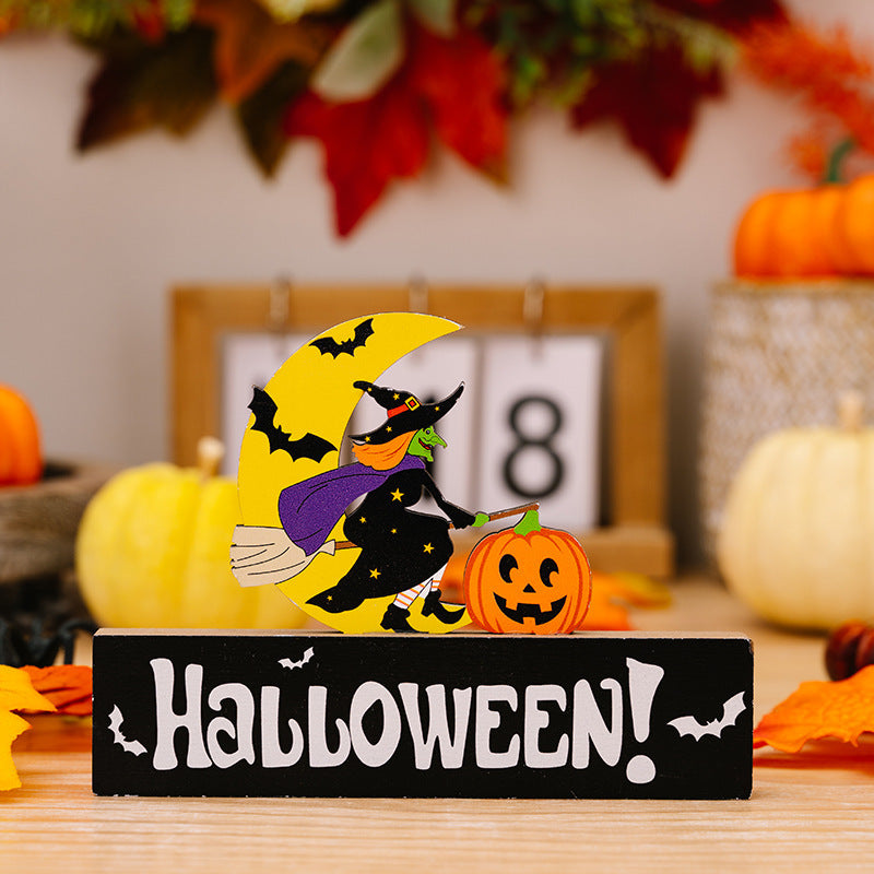 Halloween Decorations Ghost Festival Dwarf Pumpkin Wooden Decoration