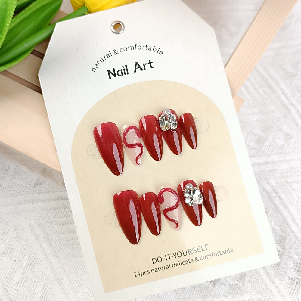 Hand Worn Nail Piece In China-Chic Red In The Year Of The Snake