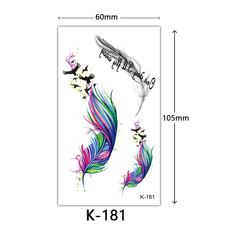 Tattoo Stickers – English Letters, Flowers, Butterfly Sketch Lines, Waterproof Temporary Tattoo
