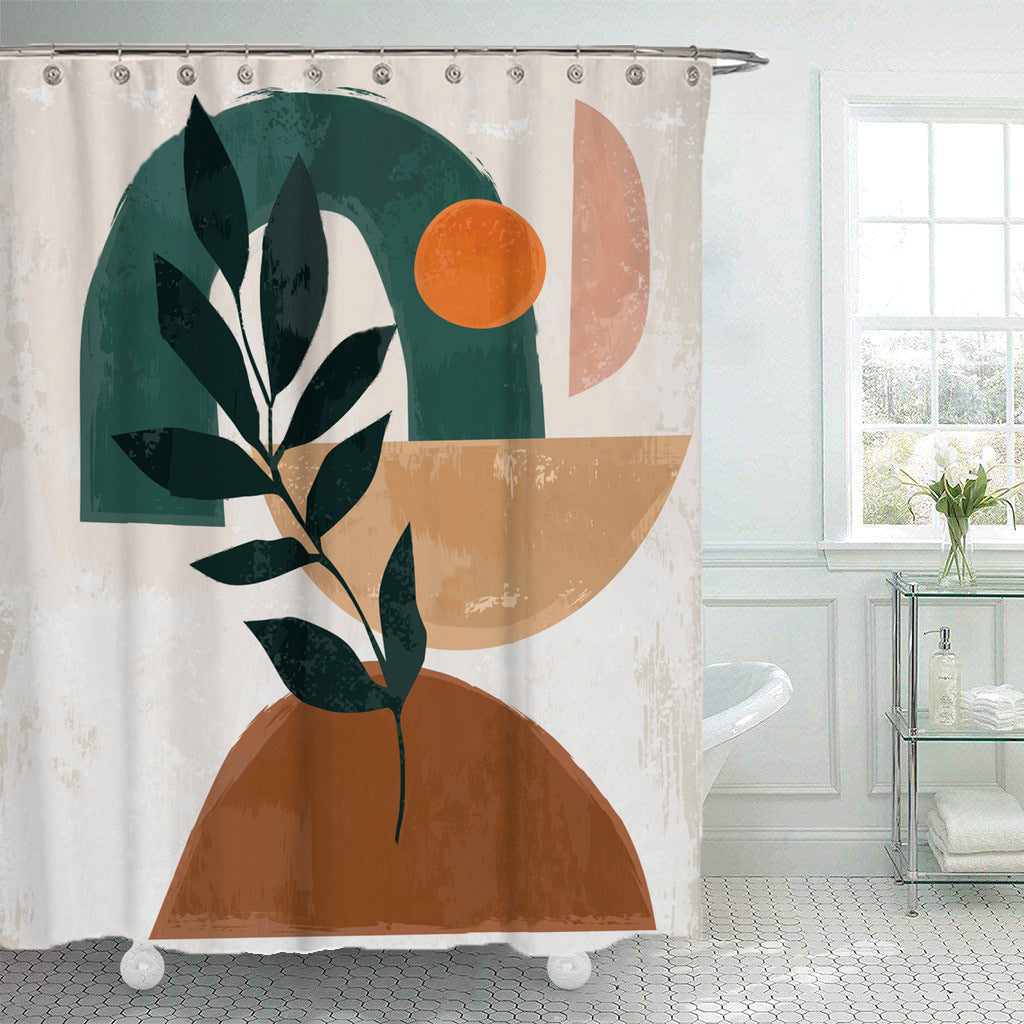 Simple Geometric Waterproof Polyester Shower Curtain – Bathroom Decor