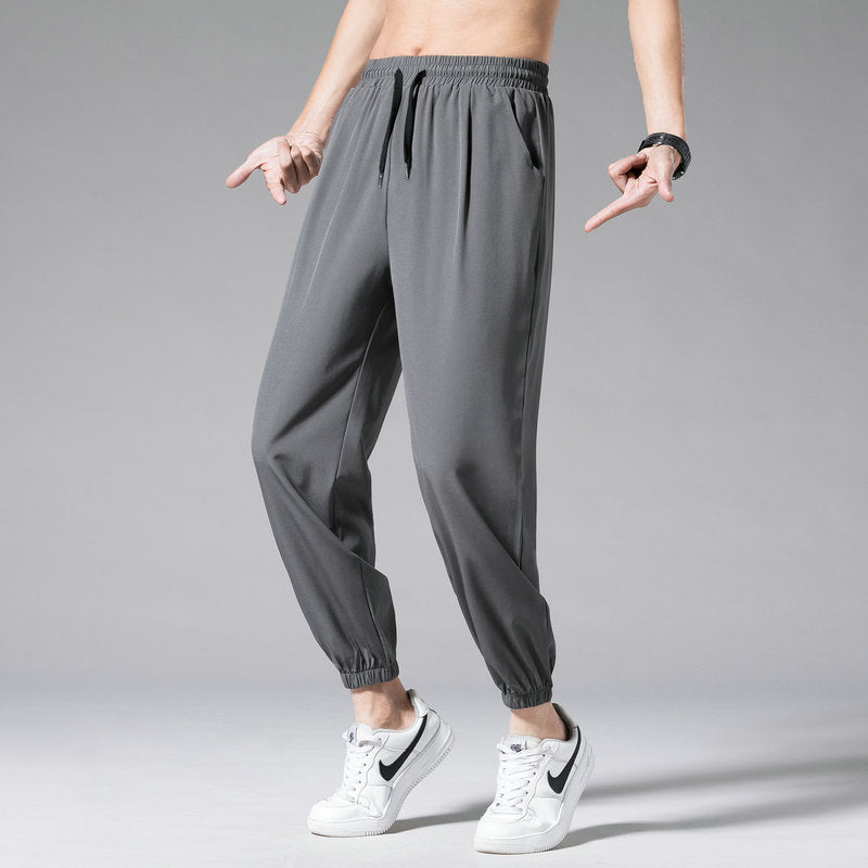 Men’s Nine-Point Wide-Leg Sweatpants with Drawstring Waist