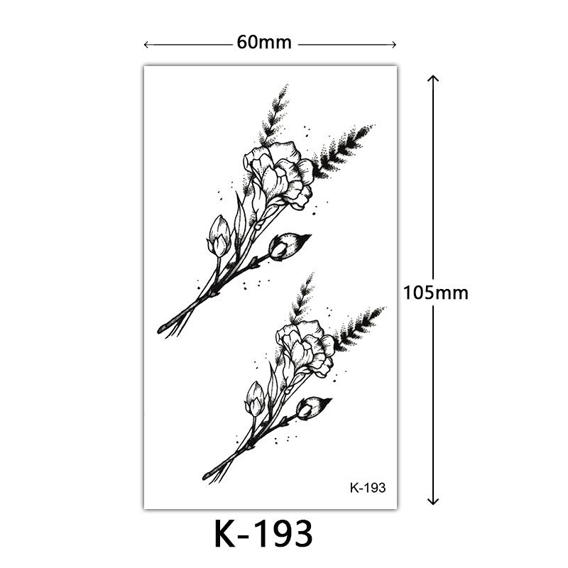 Tattoo Stickers – English Letters, Flowers, Butterfly Sketch Lines, Waterproof Temporary Tattoo