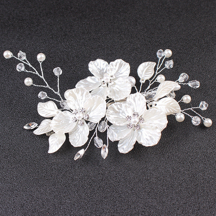 Korean Bride Handmade Pearl Crystal Hairpin Pin U-shaped Clip