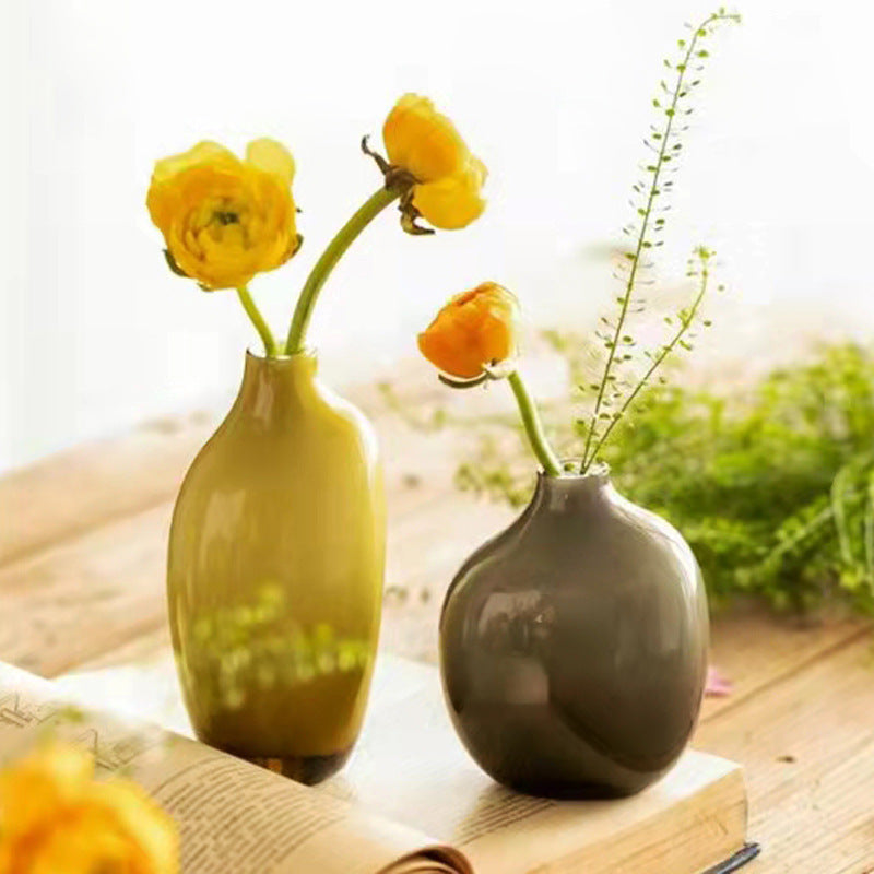 Nordic Light Luxury Glass Small Vase Ornament Decoration Retro