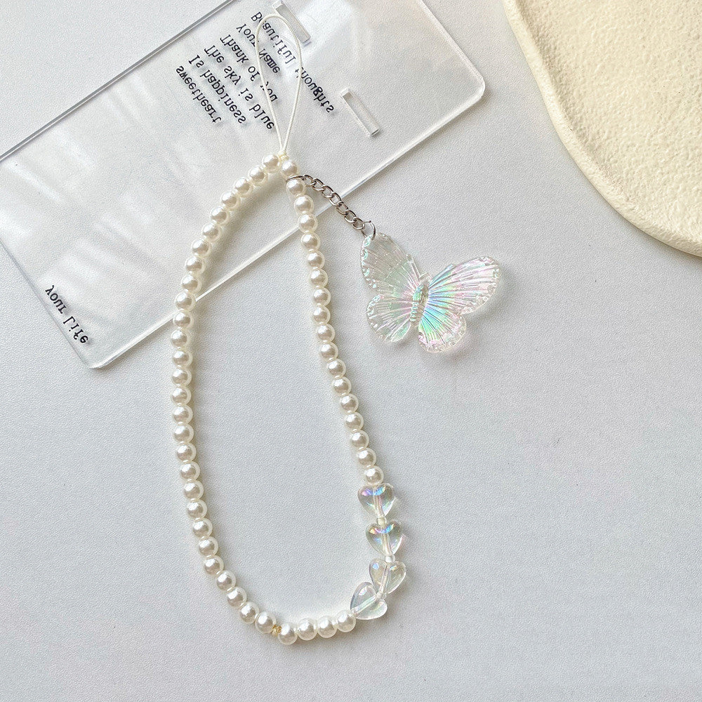 New Beaded Lanyard Diy Phone Case Beauty Bracelet Jewelry Accessories Cartoon Bear Butterfly Pearl Bracelet