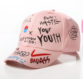 Unisex "WHAT" Graffiti Baseball Cap for Outdoor Sports and Travel