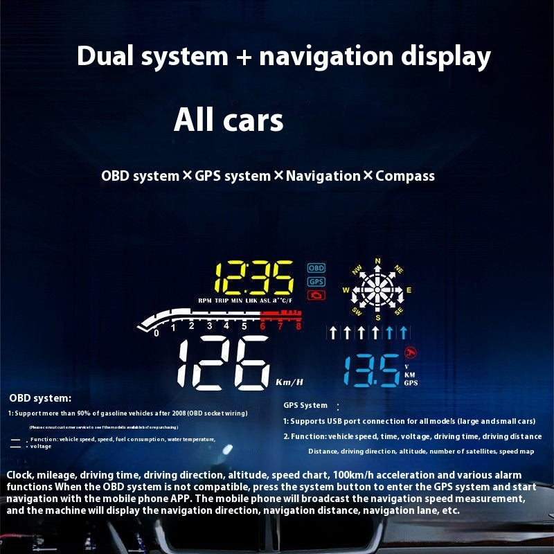 Car HUD Head-Up Display – Fuel, Speed & Voltage Projector