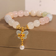 Women's Morganite Crystal Jade Bracelet Butterfly Pendant
