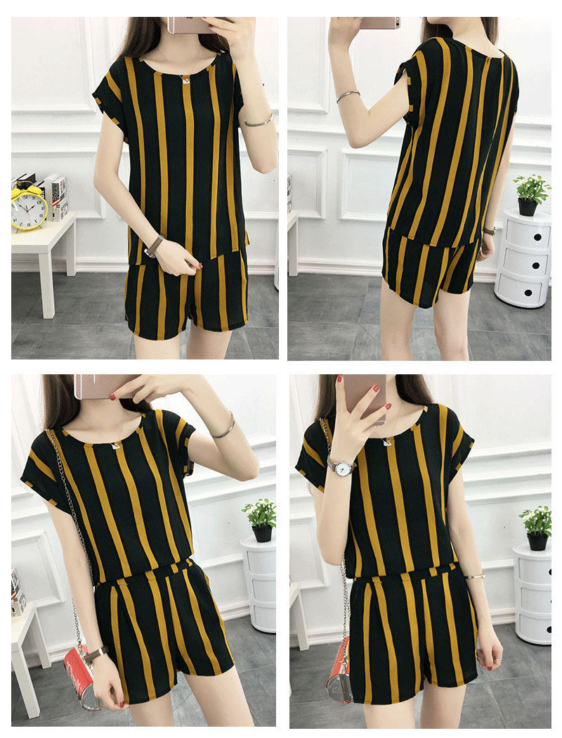 Women's Fashion New Short Sleeve Shorts Two Piece Set