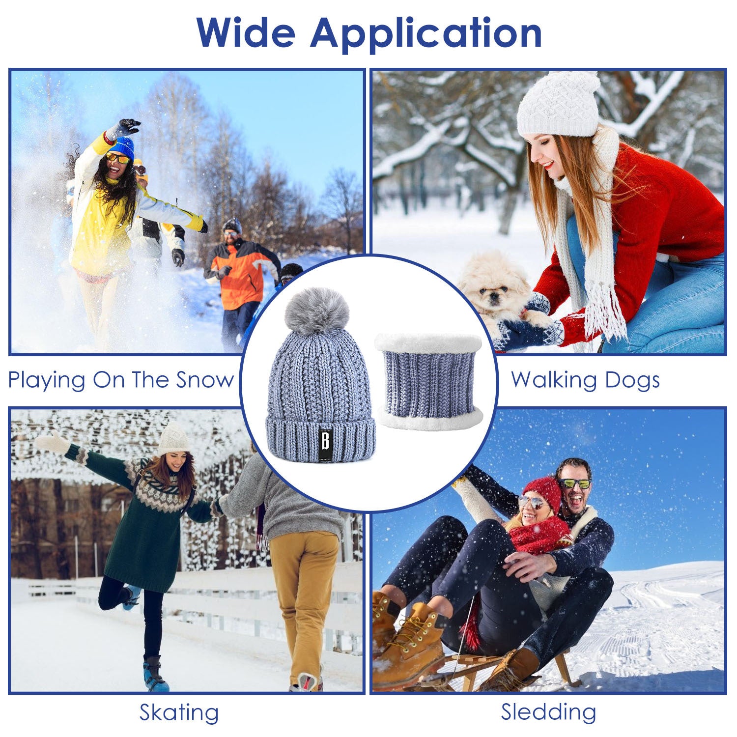 Women's Winter Knit Beanie and Scarf Set