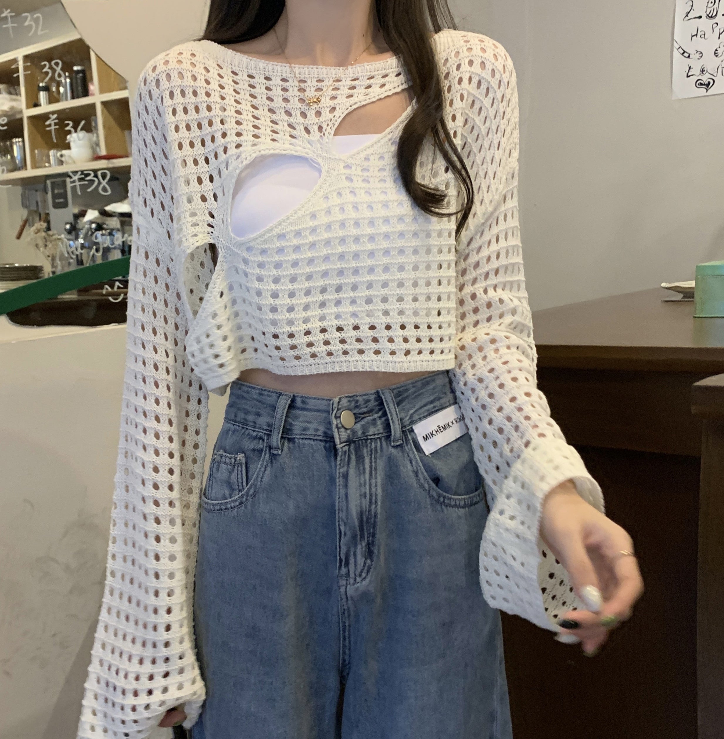 Hollow Out Sunscreen Blouse Women Thin Style Is Lazy