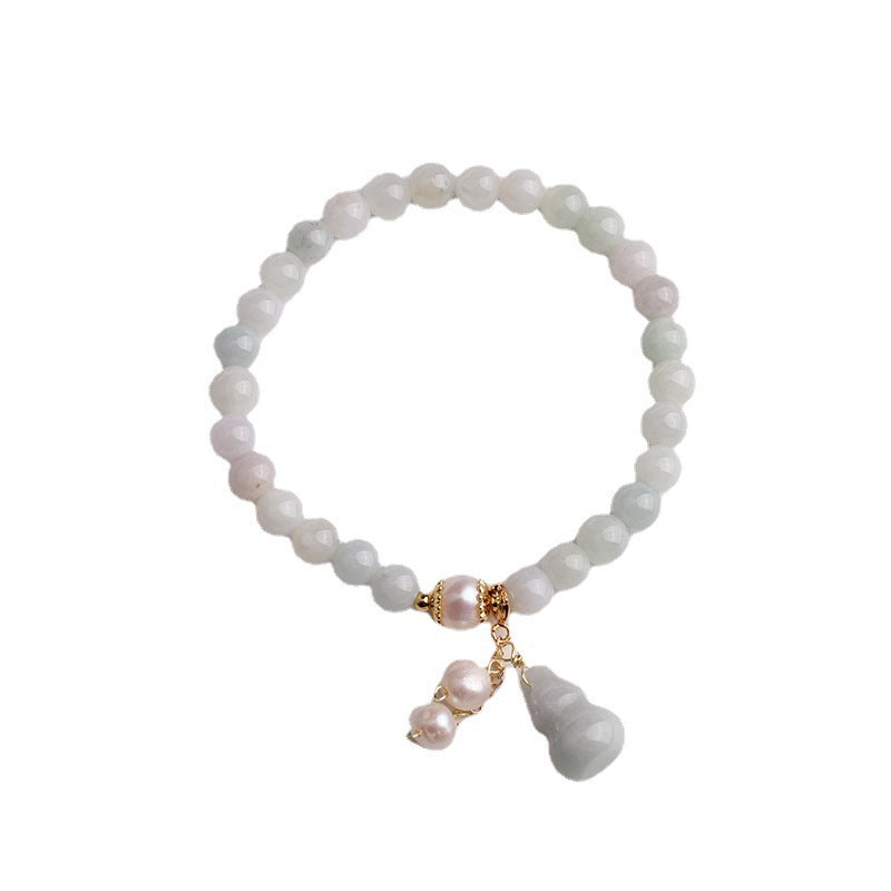 Natural Emerald Jade Ins Special-interest Design Pearl Jade Gourd Bracelet