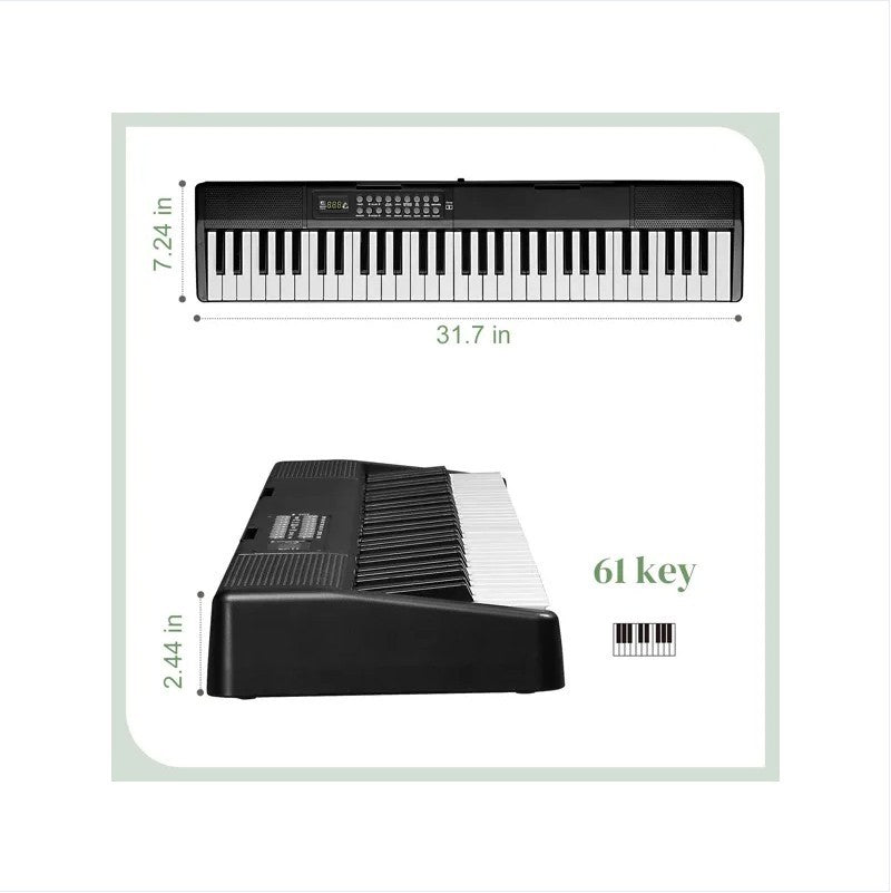 Portable 61-Key Folding Semi-Weighted Digital Piano with Dual Bluetooth Connectivity