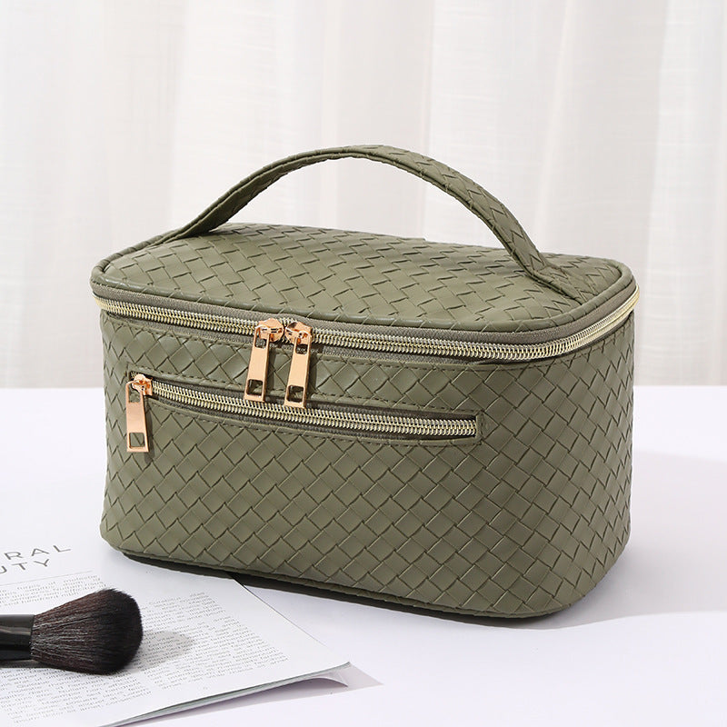 Square Handle Cosmetic Bag – Portable Toiletry Travel Makeup Storage