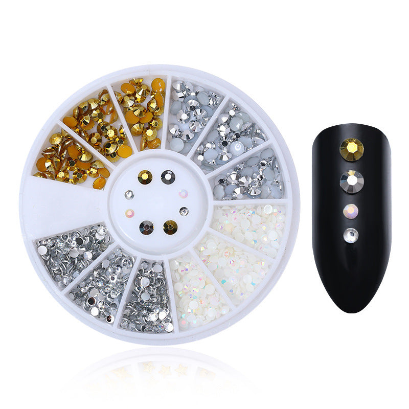 Nail Disc Ornament Nail Crystal Electroplating Rivet Metal Jewelry Gold And Silver Magic Color Flat Bottom Rhinestone Disc