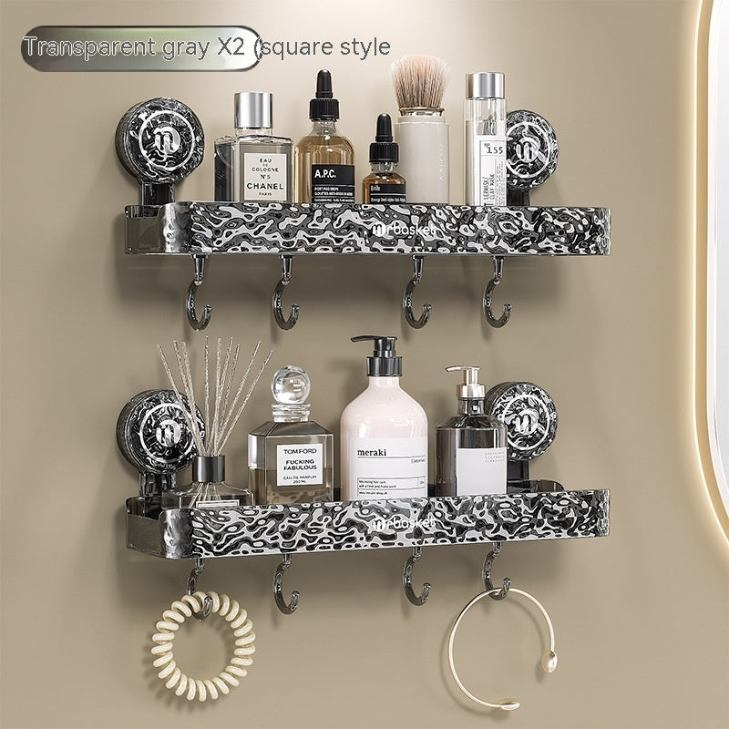 Bathroom Suction Plastic Storage Rack – Wall-Mounted, No-Drill Organizer
